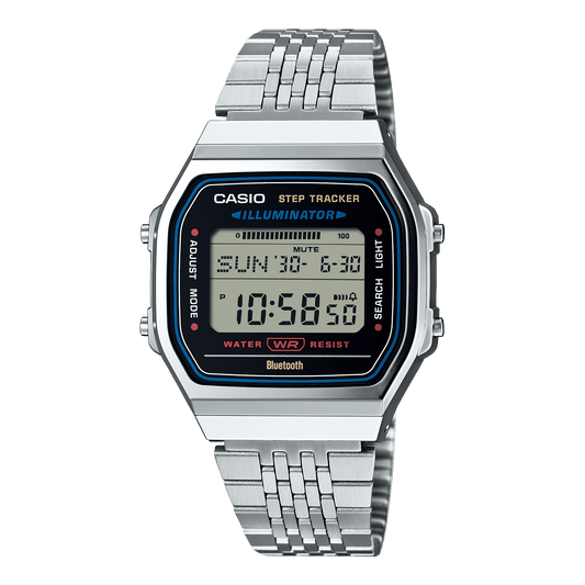CASIO VINTAGE ABL-100WE-1ADF BLACK DIGITAL DIAL SILVER STAINLESS STEEL BAND D365