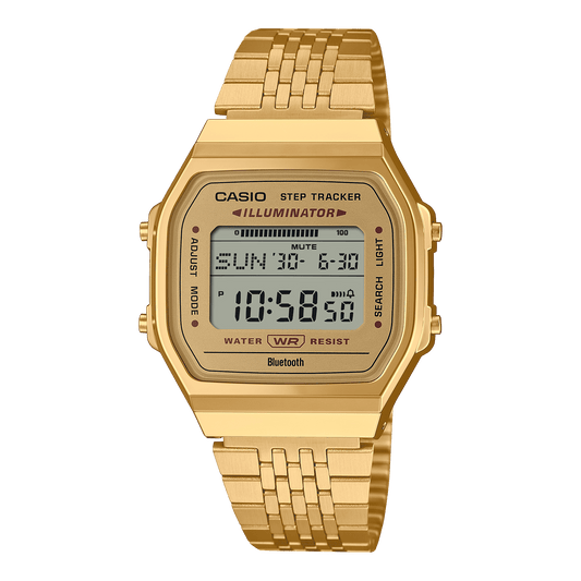 CASIO VINTAGE ABL-100WEG-9ADF GOLD DIGITAL DIAL GOLD STAINLESS STEEL BAND D368