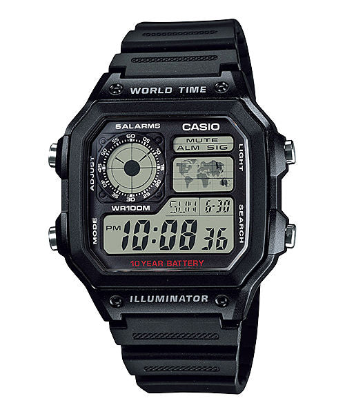 CASIO YOUTH AE-1200WH-1AVDF BLACK DIGITAL DIAL BLACK RESIN BAND D097