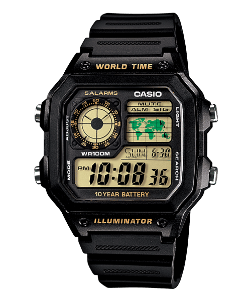 CASIO YOUTH AE-1200WH-1BVDF BLACK DIGITAL DIAL BLACK RESIN BAND D098