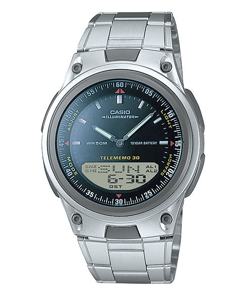 CASIO AW-80D-1AVDF BLACK ANALOG-DIGITAL DIAL SILVER RESIN STRAP 10 YEAR BATTERY AD60