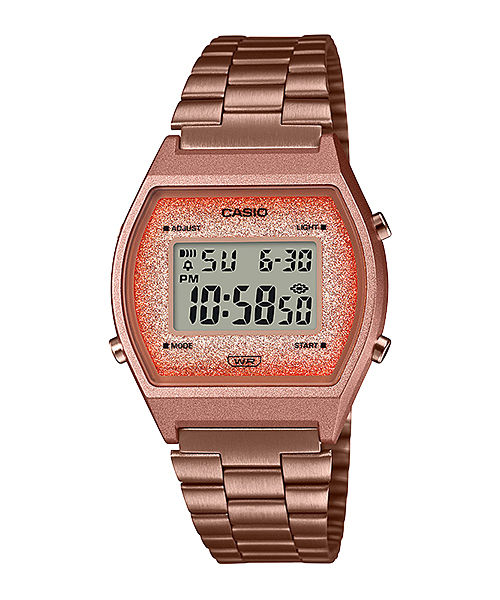 CASIO VINTAGE B640WCG-5DF ROSE GOLD DIGITAL DIAL ROSE GOLD STAINLESS STEEL BAND D187