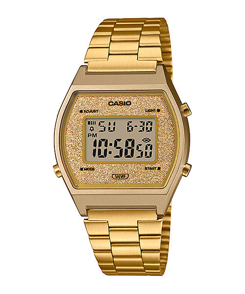 CASIO VINTAGE B640WGG-9DF GOLD DIGITAL DIAL GOLD STAINLESS STEEL BAND D188