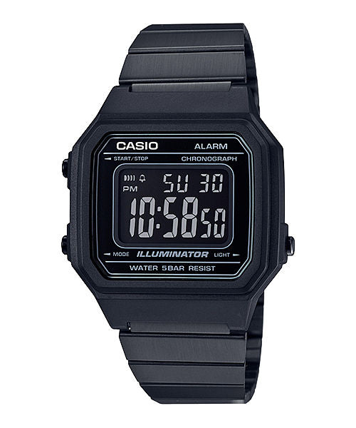 CASIO VINTAGE B650WB-1BDF BLACK DIGITAL DIAL BLACK STAINLESS STEEL BAND D199