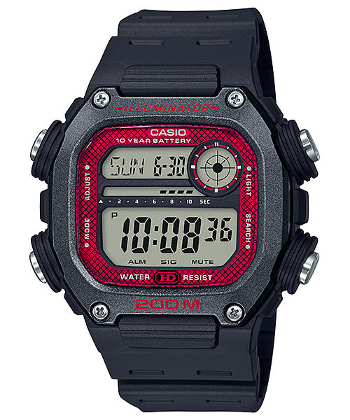 CASIO DW-291H-1BVDF RED DIGITAL DIAL BLACK RESIN STRAP 200M WATER RESISTANT I117