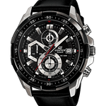 CASIO EDIFICE EFR-539L-1AVUDF BLACK ANALOG DIAL BLACK LEATHER STRAP MEN'S WATCH CHRONOGRAPH 100M WATER RESISTANT
