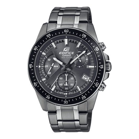 CASIO EDIFICE EFV-540DC-1CVUDF GRAY ANALOG DIAL GRAY ION PLATED STAINLESS STEEL STRAP MEN'S WATCH CHRONOGRAPH 100M WATER RESISTANT