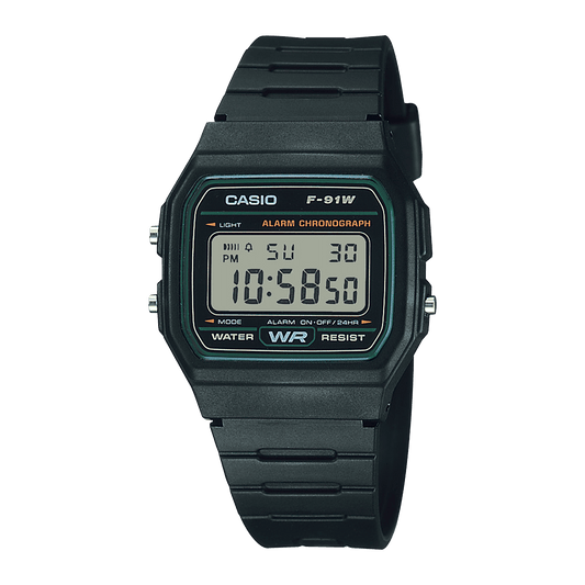 CASIO F-91W-3HDG DIGITAL DIAL BLACK RESIN STRAP 7 YEAR BATTERY D246