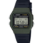 CASIO  F-91WM-3ADF GREEN DIGITAL DIAL BLACK RESIN STRAP  7 YEAR BATTERY D248