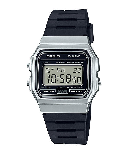 CASIO F-91WM-7ADF SILVER DIGITAL DIAL BLACK RESIN STRAP 7 YEAR BATTERY D141