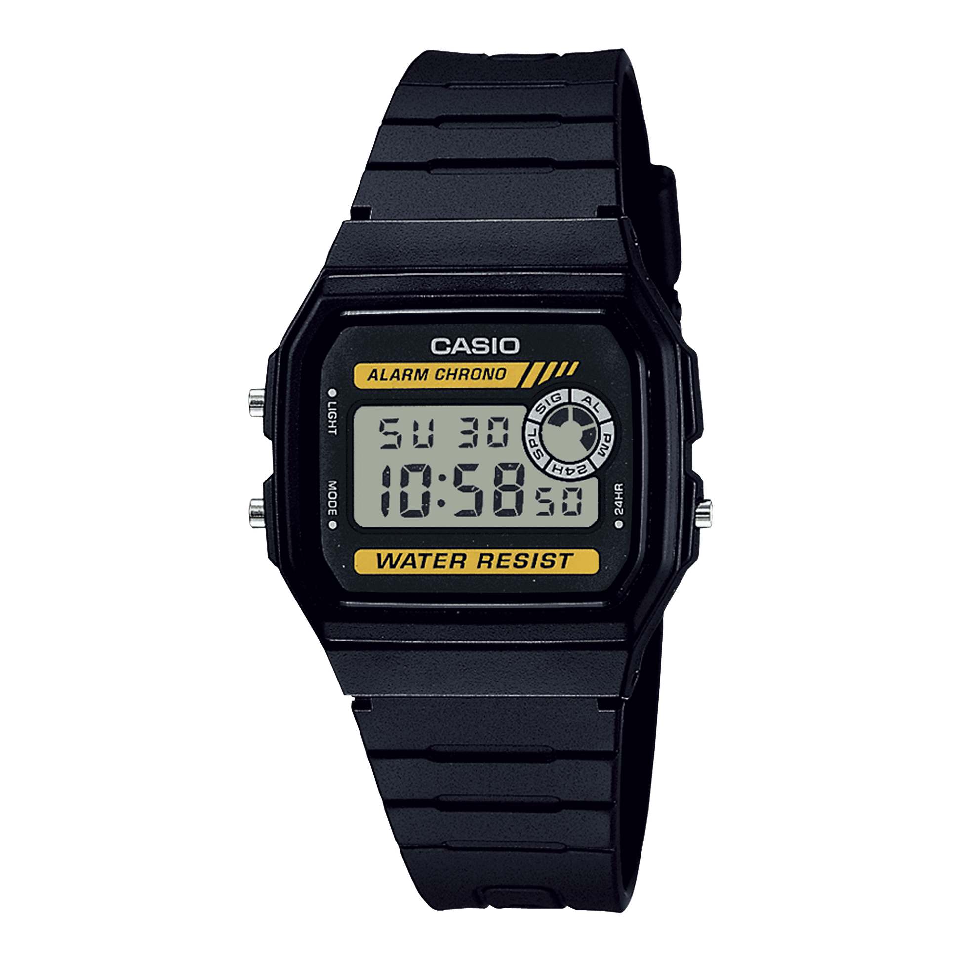 CASIO F-94WA-9DG BLACK DIGITAL DIAL UNISEX WATCH BLACK RESIN STRAP  WATCH LED LIGHT 1/100-SECOND STOPWATCH