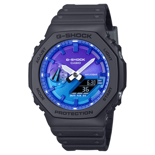 CASIO G-SHOCK GA-2100FL-1ADR BLUE ANALOG-DIGITAL DIAL BLACK BIO-BASED RESIN BAND G1650