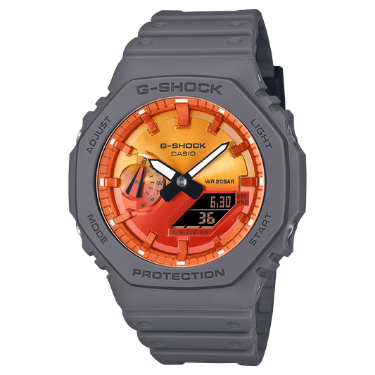 CASIO G-SHOCK GA-2100FL-8ADR ORANGE ANALOG-DIGITAL DIAL GREY BIO-BASED RESIN BAND G1651