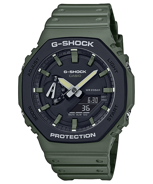 CASIO G-SHOCK GA-2110SU-3ADR BLACK-GREEN ANA-DIGI DIAL GREEN RESIN STRAP MEN'S WATCH G1065
