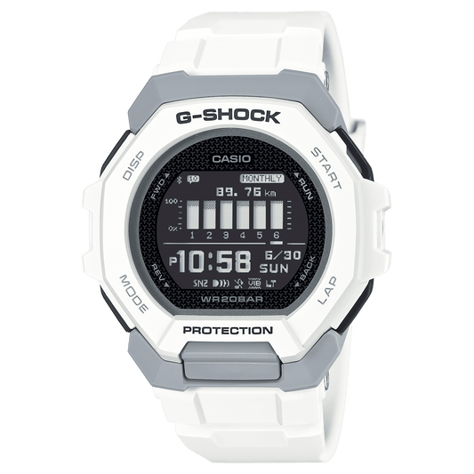 CASIO G-SHOCK GBD-300-7DR BLACK DIGITAL DIAL WHITE BIO-BASED RESIN BAND G1587