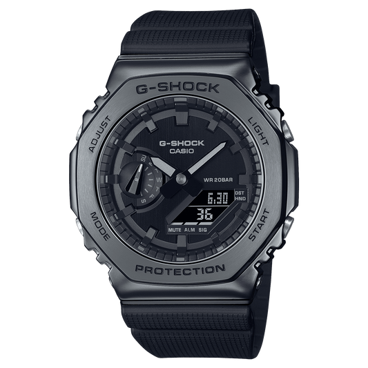 CASIO G-SHOCK G-STEEL GM-2100BB-1ADR BLACK IP ANA-DIGI DIAL BLACK RESIN STRAP MEN'S WATCH G1371