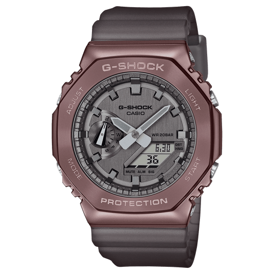 CASIO G-SHOCK G-STEEL GM-2100MF-5ADR BROWN IP ANA-DIGI DIAL RESIN STRAP MEN'S WATCH G1214
