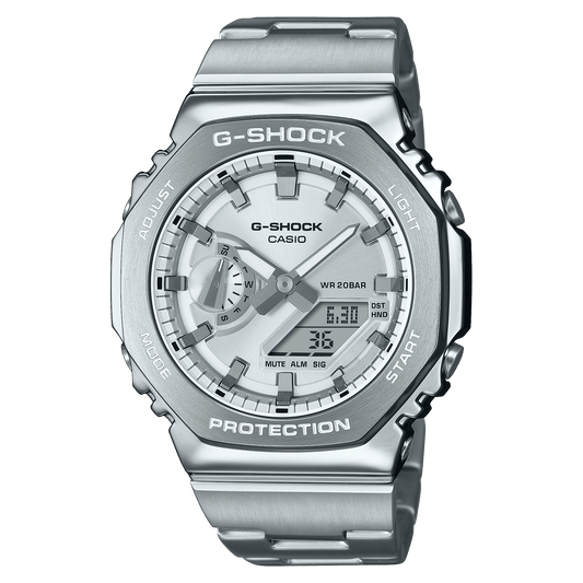 CASIO G-SHOCK GM-2110D-7ADR SILVER ANALOG-DIGITAL DIAL SILVER STAINLESS STEEL  BAND G1612