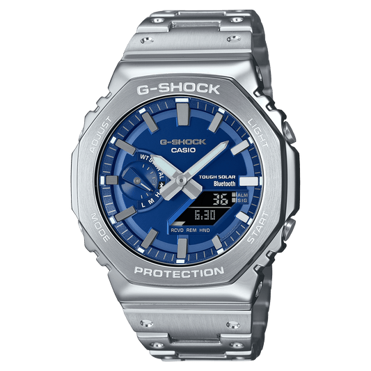 CASIO G-SHOCK METAL GM-B2100AD-2ADR BLUE ANA-DIGI DIAL SOLID BAND MEN'S WATCH G1563