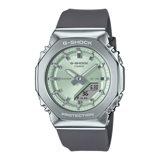CASIO G-SHOCK WOMEN GM-S2110-3ADR GREEN ANALOG-DIGITAL DIAL GREY BIO-BASED RESIN BAND G1625