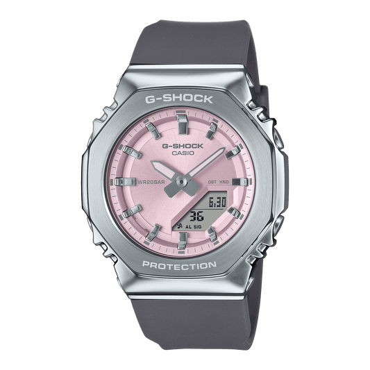 CASIO G-SHOCK WOMEN GM-S2110-4ADR PINK ANALOG-DIGITAL DIAL GREY BIO-BASED RESIN BAND G1626
