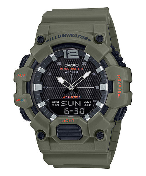 CASIO HDC-700-3A2VDF BLACK ANALOG-DIGITAL DIAL OLIVE RESIN STRAP 10 YEAR BATTERY D178