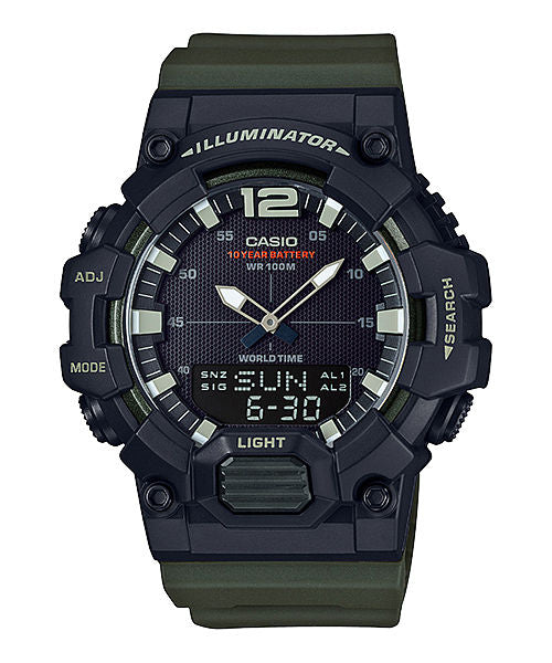 CASIO YOUTH HDC-700-3AVDF BLACK ANALOG-DIGITAL DIAL GREEN  RESIN BAND D155