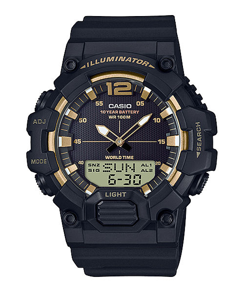 CASIO HDC-700-9AVDF BLACK & GOLD ANALOG-DIGITAL DIAL BLACK RESIN STRAP 10 YEAR BATTERY D156