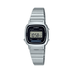 CASIO VINTAGE LA670WA-1DF BLACK DIGITAL DIAL SILVER STAINLESS STEEL BAND D089