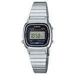 CASIO VINTAGE LA670WD-1DF BLACK DIGITAL DIAL SILVER STAINLESS STEEL  BAND D123