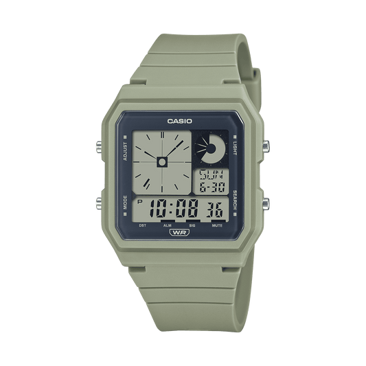 CASIO LF-20W-3ADF DIGITAL DIAL OLIVE RESIN STRAP WORLD TIME D312