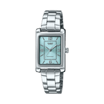 CASIO ENTICER LADIES LTP-1234DD-2ADF TEAL ANALOG DIAL SILVER STAINLESS STEEL BAND A2354