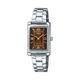 CASIO ENTICER LADIES LTP-1234DD-5ADF BROWN ANALOG DIAL SILVER STAINLESS STEEL BAND A2356