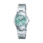 CASIO LTP-1241D-3ADF GREEN ANALOG DIAL SILVER STAINLESS STEEL BAND WOMEN'S WATCH A2274