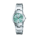 CASIO LTP-1241D-3ADF GREEN ANALOG DIAL SILVER STAINLESS STEEL BAND WOMEN'S WATCH A2274