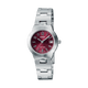 CASIO LTP-1241D-4A2DF RED ANALOG DIAL SILVER STAINLESS STEEL BAND WOMEN'S WATCH A2275