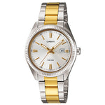 CASIO LTP-1302SG-7AVDF SILVER ANALOG DIAL DUAL TONED STAINLESS STEEL BAND WOMEN'S WATCH A478
