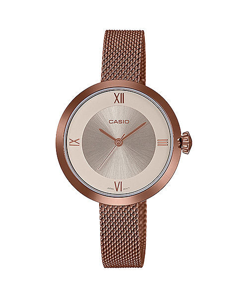 CASIO LTP-E154MR-9ADF ROSE GOLD IP ANALOG DIAL  STAINLESS STEEL MESH BAND WOMEN'S WATCH A1854