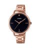 CASIO LTP-E415PG-1CDF BLACK ANALOG DIAL PINK GOLD STAINLESS STEEL BAND WOMEN'S WATCH A1813