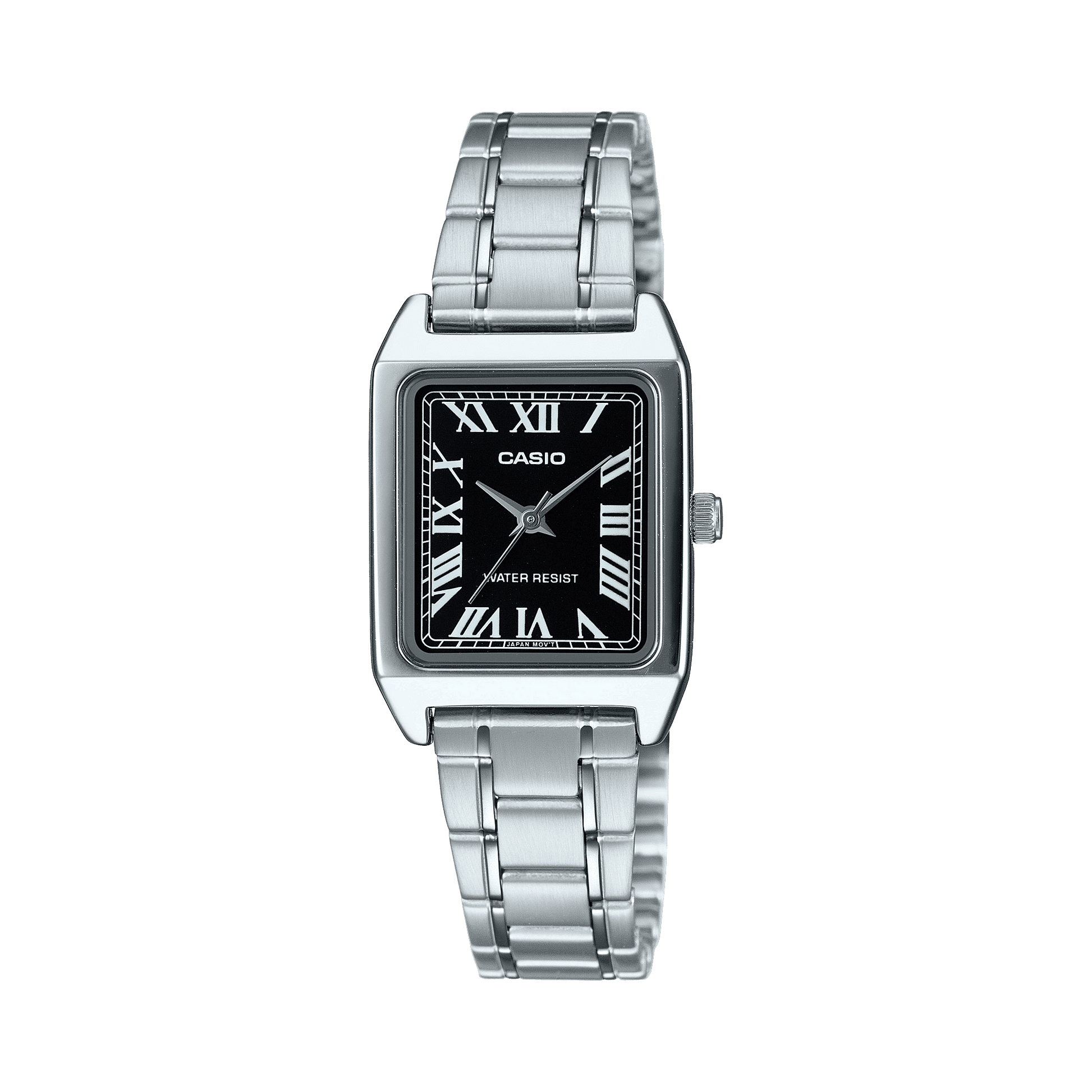 CASIO LTP-V007D-1BUDF BLACK ANALOG DIAL SILVER STAINLESS STEEL BAND WOMEN'S WATCH A2278