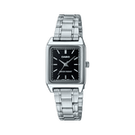 CASIO LTP-V007D-1EUDF BLACK ANALOG DIAL SILVER STAINLESS STEEL BAND WOMEN'S WATCH A2279
