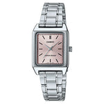 CASIO LTP-V007D-4EUDF PINK ANALOG DIAL SILVER STAINLESS STEEL BAND WOMEN'S WATCH A2281