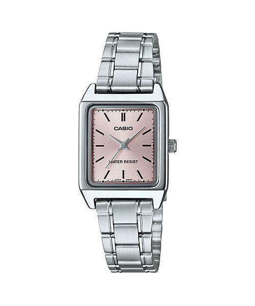 CASIO LTP-V007D-4EUDF PINK ANALOG DIAL SILVER STAINLESS STEEL BAND WOMEN'S WATCH A2281