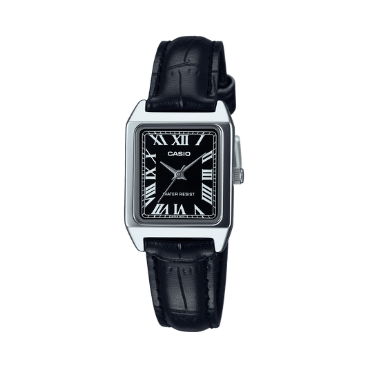 CASIO LTP-V007L-1BUDF BLACK ANALOG DIAL BLACK LEATHER BAND WOMEN'S WATCH A2286
