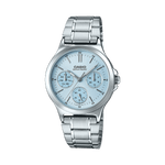 CASIO LTP-V300D-2AUDF BLUE ANALOG DIAL SILVER STAINLESS STEEL BAND WOMEN'S WATCH A1147