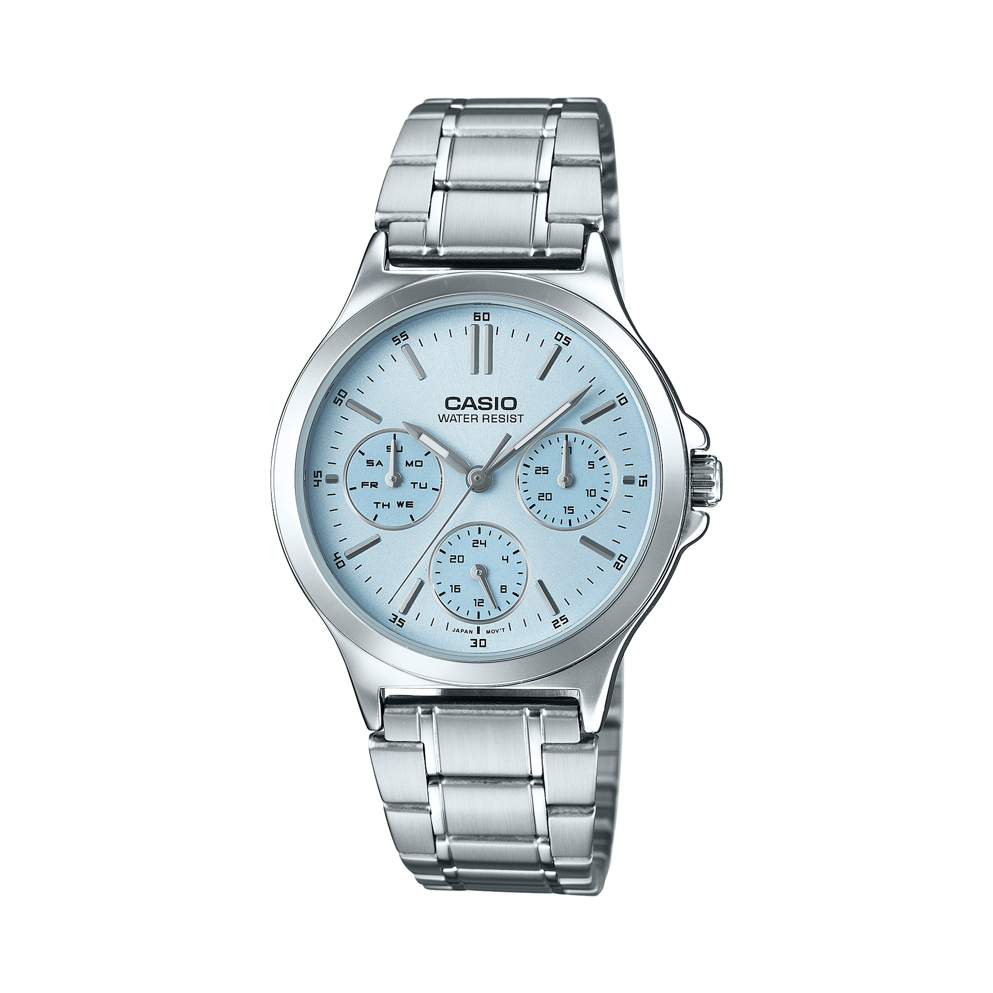 CASIO LTP-V300D-2AUDF BLUE ANALOG DIAL SILVER STAINLESS STEEL BAND WOMEN'S WATCH A1147