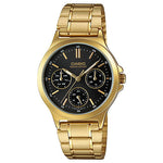 CASIO LTP-V300G-1AUDF GOLD IP BLACK ANALOG DIAL GOLD IP STAINLESS STEEL BAND WOMEN'S WATCH A1914