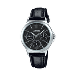 CASIO LTP-V300L-1AUDF BLACK ANALOG DIAL BLACK LEATHER BAND WOMEN'S WATCH A1149