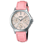 CASIO LTP-V300L-4AUDF PINK ANALOG DIAL PINK LEATHER BAND WOMEN'S WATCH A1150