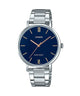 CASIO LTP-VT01D-2BUDF BLUE ANALOG DIAL SILVER STAINLESS STEEL BAND WOMEN'S WATCH A1623